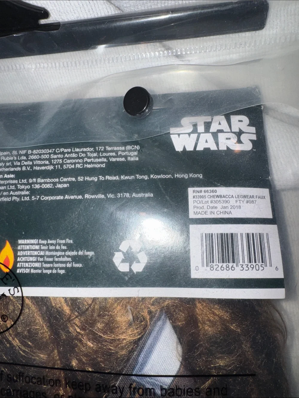Rubie's Adult Star Wars Chewbacca Legwear legwarmers - Costume - New in Package